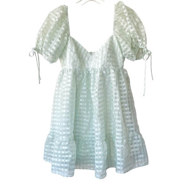 AMANDA UPRICHARD Dress Woman’s babydoll seafoam girlcore Coquette Size Large - Picture 3 of 9